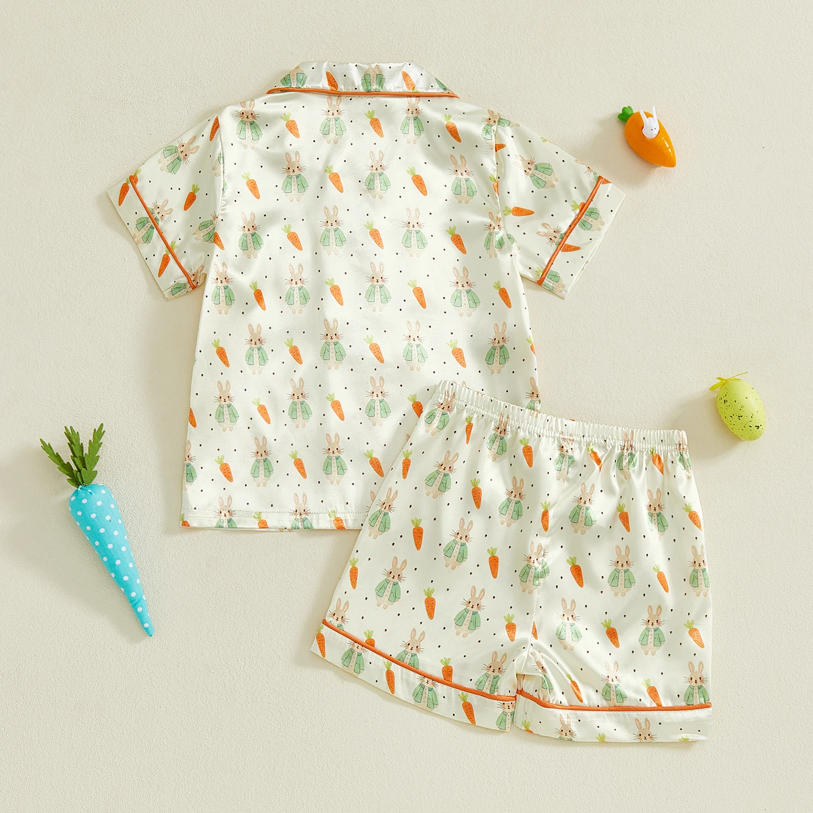 Tregren pijama Pascua conejito de manga corta para niña, dos piezas - imagen 2