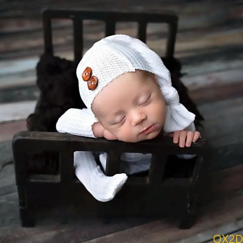 Conjunto de bebé pelele de punto con gorro tipo turbante