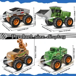 Camioneta todoterreno dinosaurio con ruedas grandes y luces