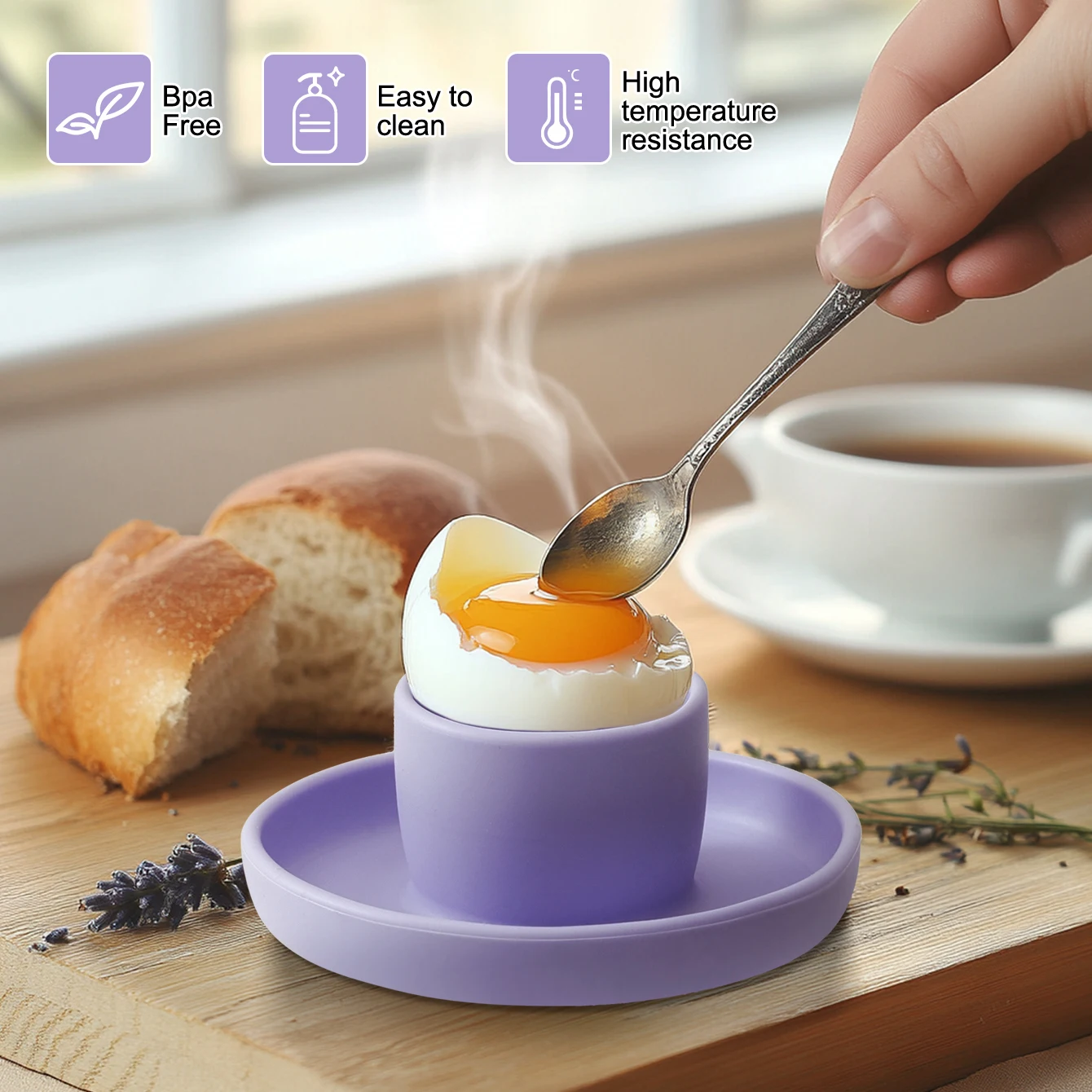 Soporte de silicona para huevos de bebé - Antideslizante para entrenamiento de destete - imagen 4