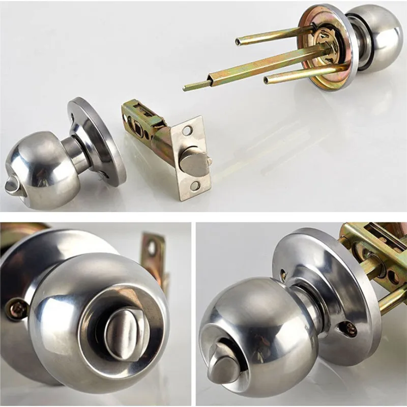 Perilla de puerta con llave globular de aluminio para interior - imagen 4