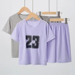 Conjunto deportivo niña de dos piezas para verano, camiseta y shorts