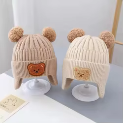 Gorro de punto con orejas de oso para bebé – Cálido invierno