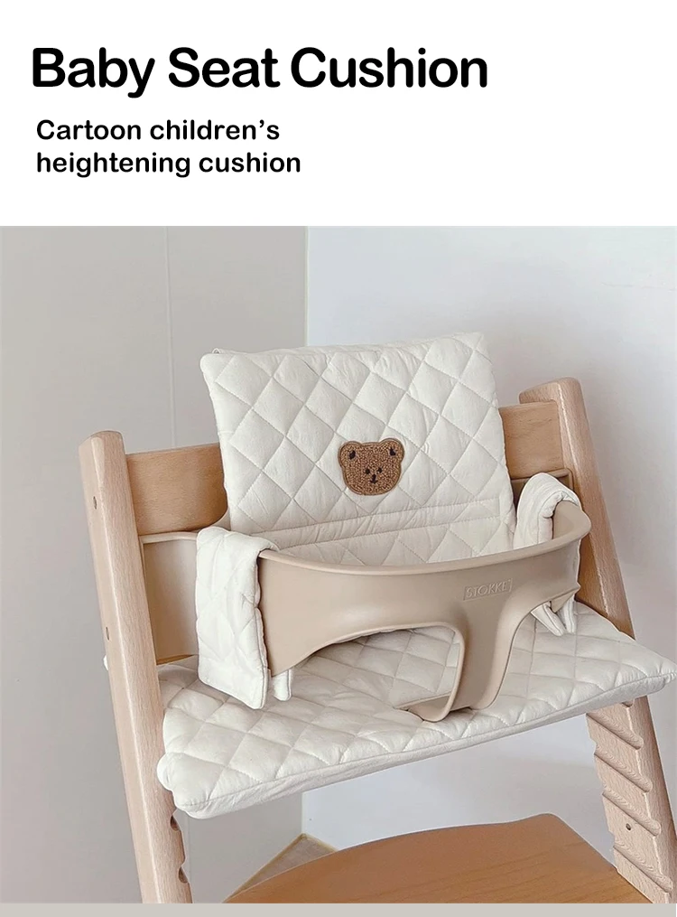 Cojín para silla alta de bebé con osos y conejos