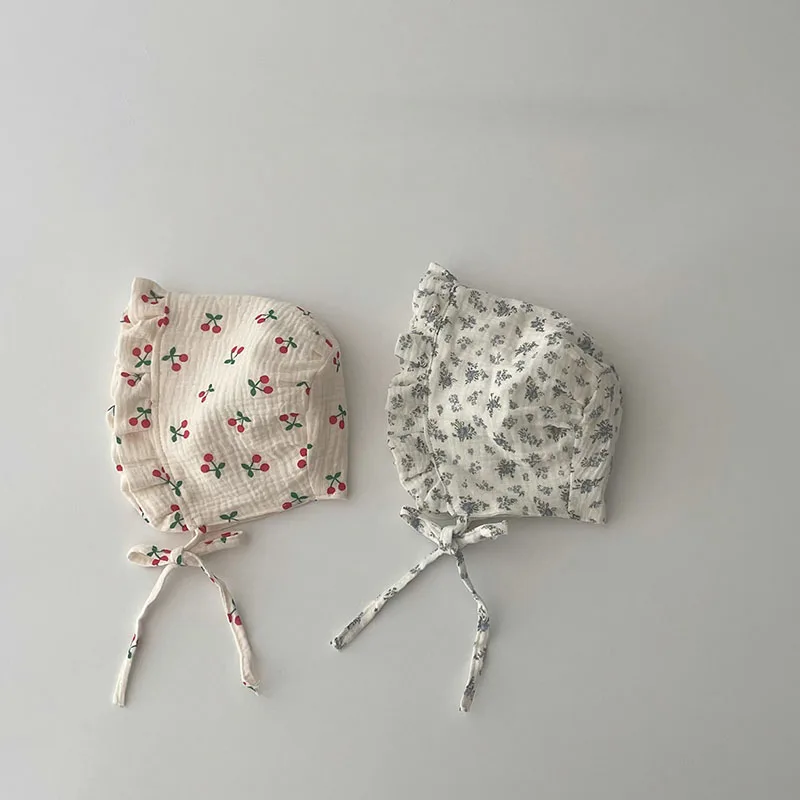 MILANCEL Gorro bebé floral para niña, estampado cerezas - imagen 4