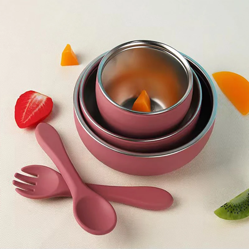 Juego de vajilla de silicona para bebé con cubiertos y tazas - imagen 3