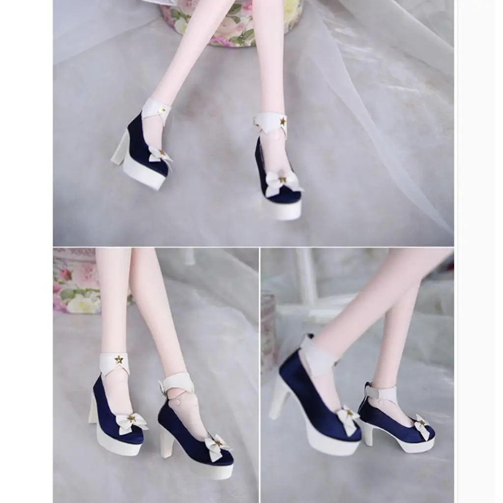 Zapatos de muñeca tacón alto BJD estilo Lolita con lazo textil - imagen 2