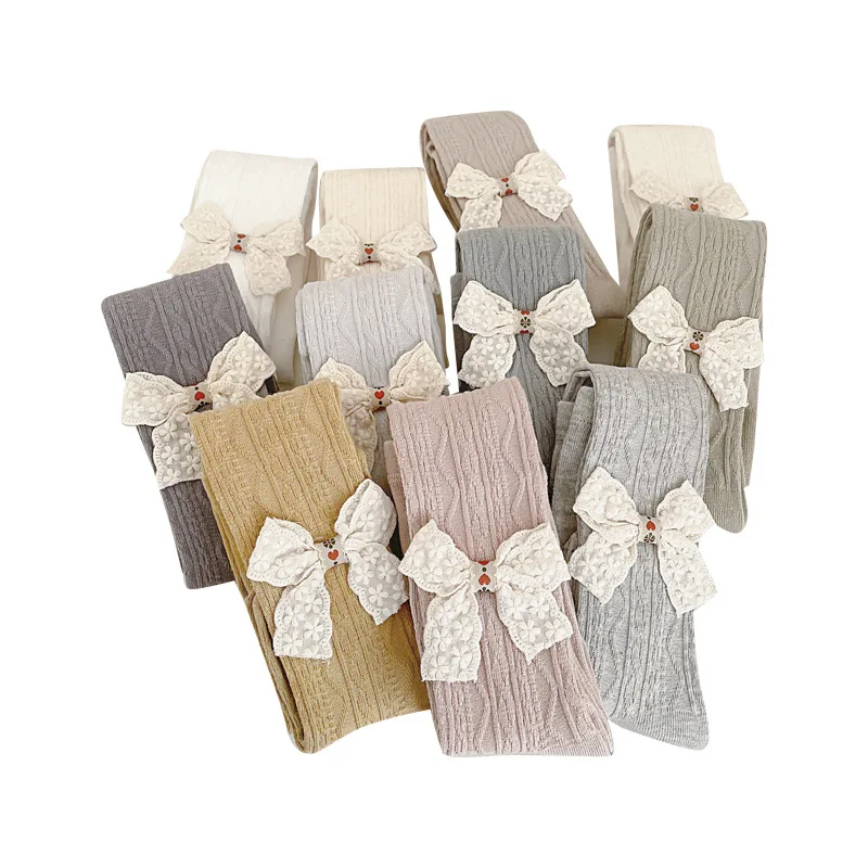 Medias de algodón con lazo para niña – Pantimedias suaves para primavera - imagen 3