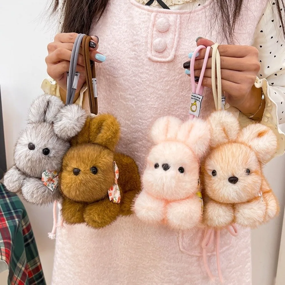 Llavero de peluche con conejo y lazo suave para bolso - imagen 5