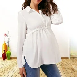Blusa premamá holgada y transpirable – Camisa elegante de color liso