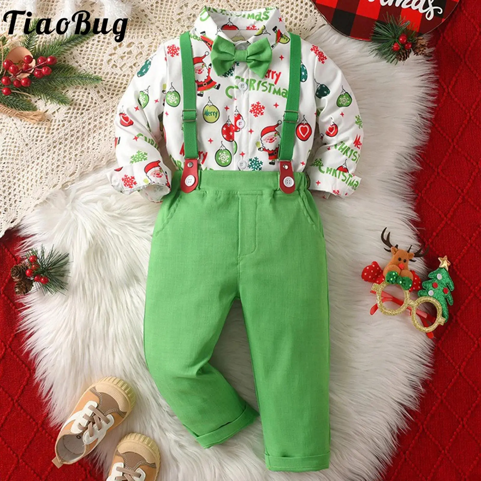 Traje caballero Navidad para niño – Camisa Papá Noel y tirantes
