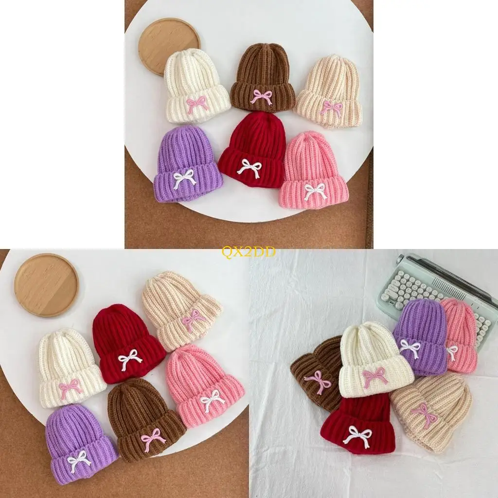 Gorro niña de punto suave con lazo – Cálido y elegante para invierno