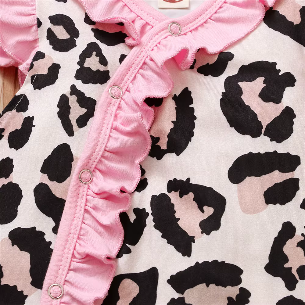 Mono leopardo para niña – Pelele suave con diadema - imagen 3