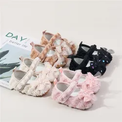 Zapatos de felpa para bebé con lazo – cálidos de cuna invierno