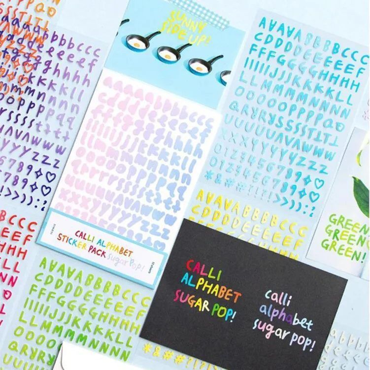 Pegatinas decorativas de números y letras con degradado de color - imagen 3