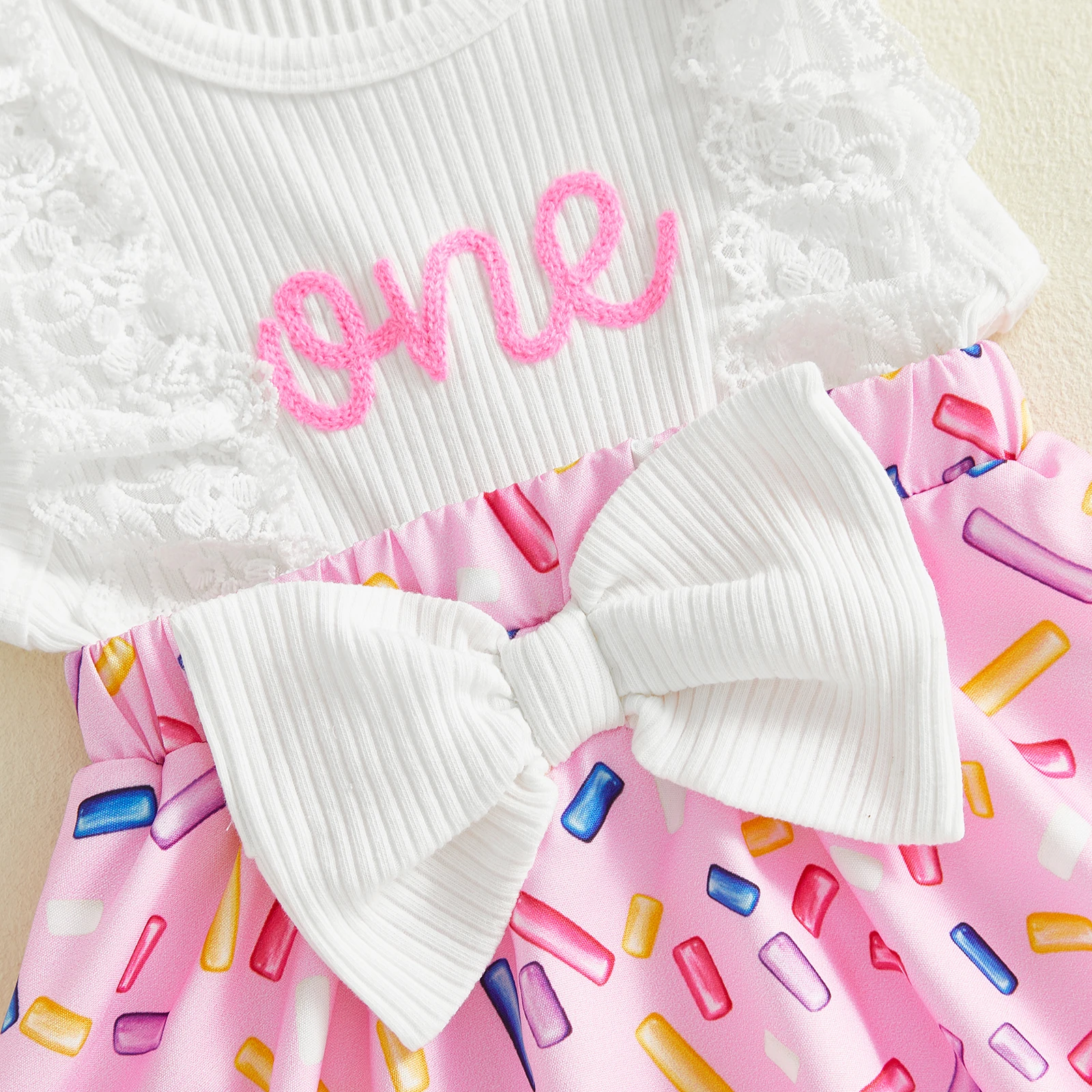 Conjunto de cumpleaños para bebé niña con vestido sin mangas y diadema - imagen 5