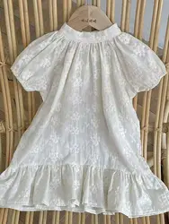 Vestido de verano infantil con bordado para cumpleaños