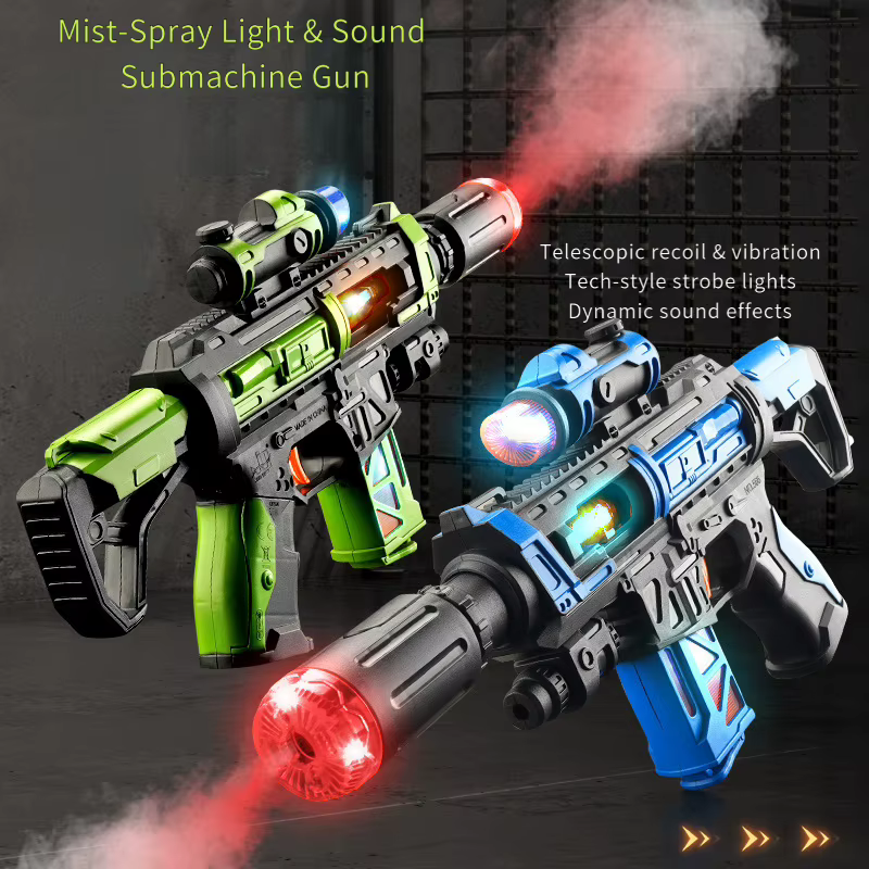 Pistola de juguete eléctrica realista con niebla y luces LED - imagen 3