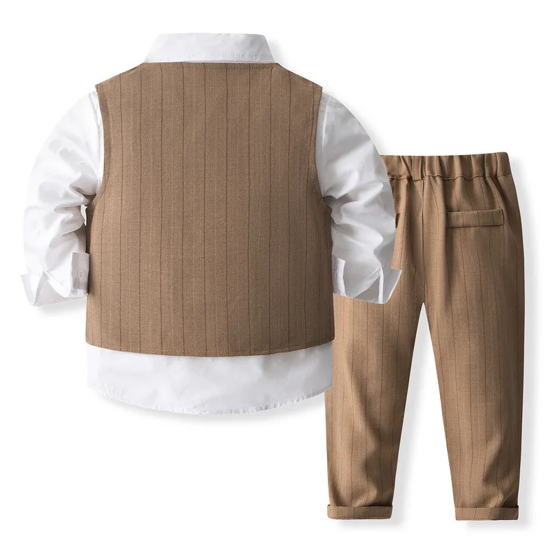 Traje de niño caballero de algodón con chaleco y corbata primavera - imagen 4
