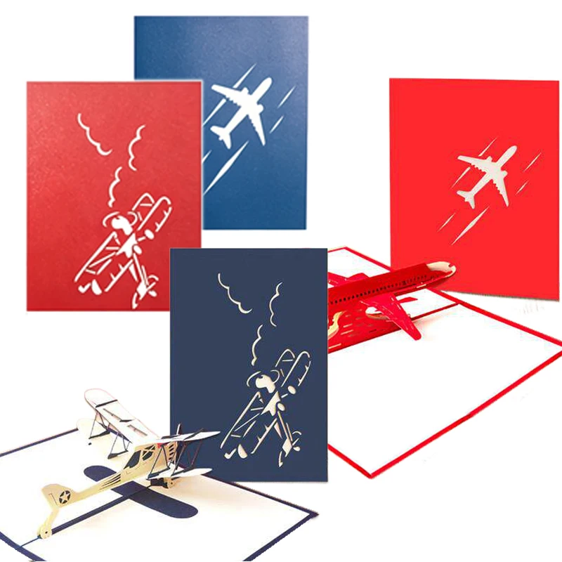 Tarjeta 3D con avión pop-up para cumpleaños, felicitación infantil - imagen 3