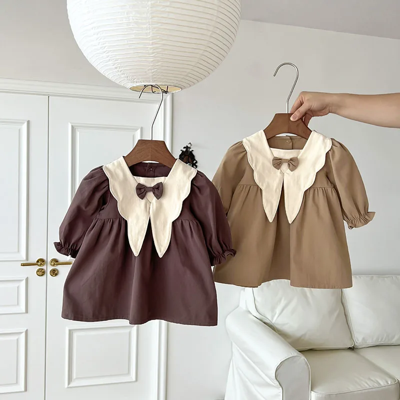 Milangel Vestido escolar retro de algodón para niña