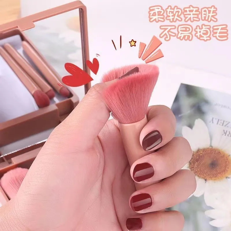 Set de maquillaje infantil con brochas y espejo cuadrado - imagen 5