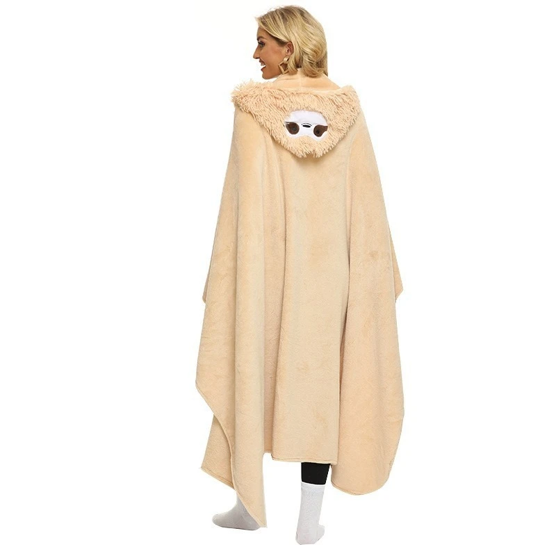 Manta con capucha de perezoso para invierno con guantes - imagen 4