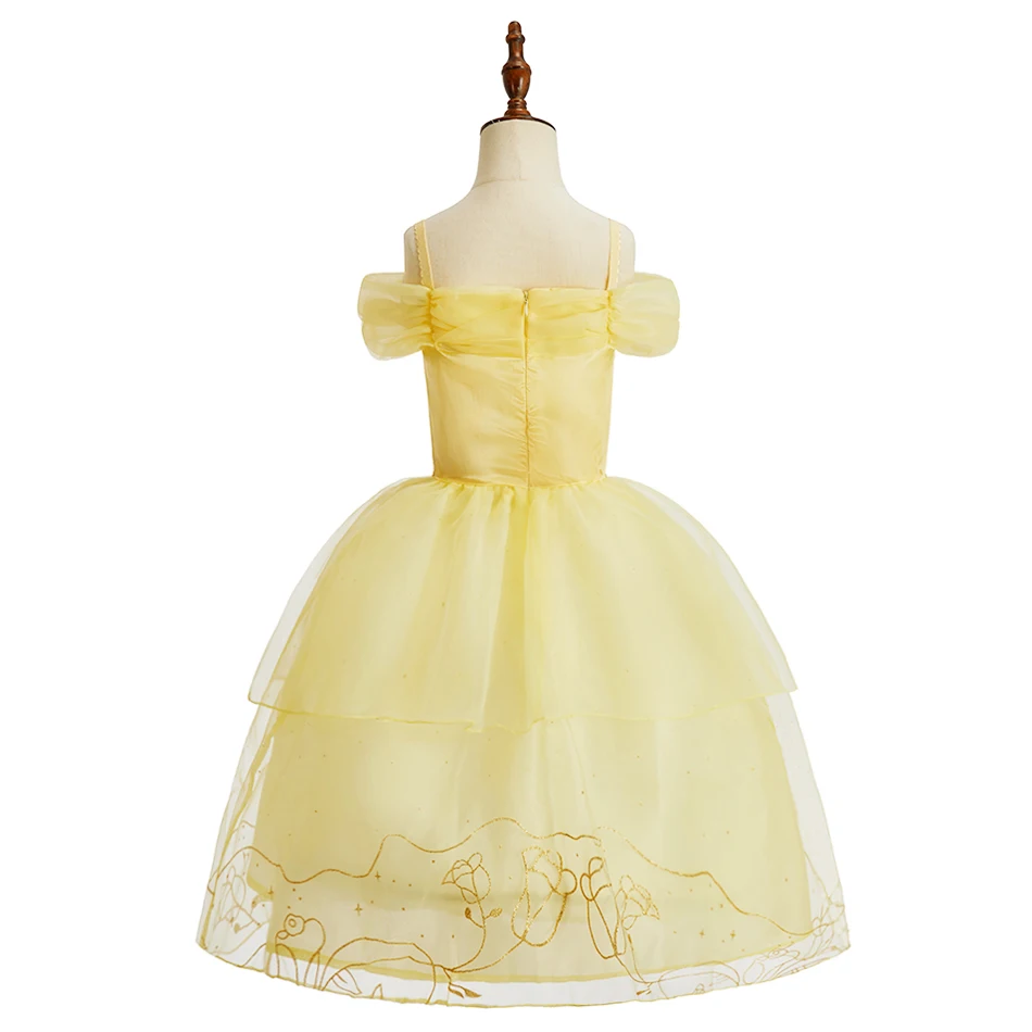 Vestido de niña para boda tul amarillo con lazo - imagen 5