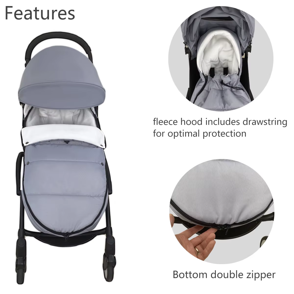 Saco sordo Universal para cochecito de bebé – Cálido e impermeable - imagen 3