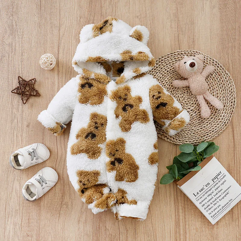 Pelele bebé recién nacido unisex manga larga oso blanco invierno