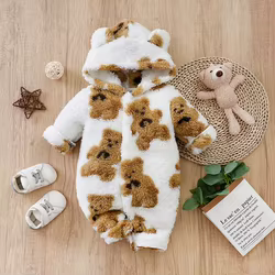 Pelele bebé recién nacido unisex manga larga oso blanco invierno