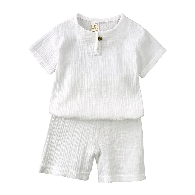 Conjunto verano algodón manga corta con botones para niño