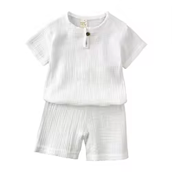 Conjunto verano algodón manga corta con botones para niño