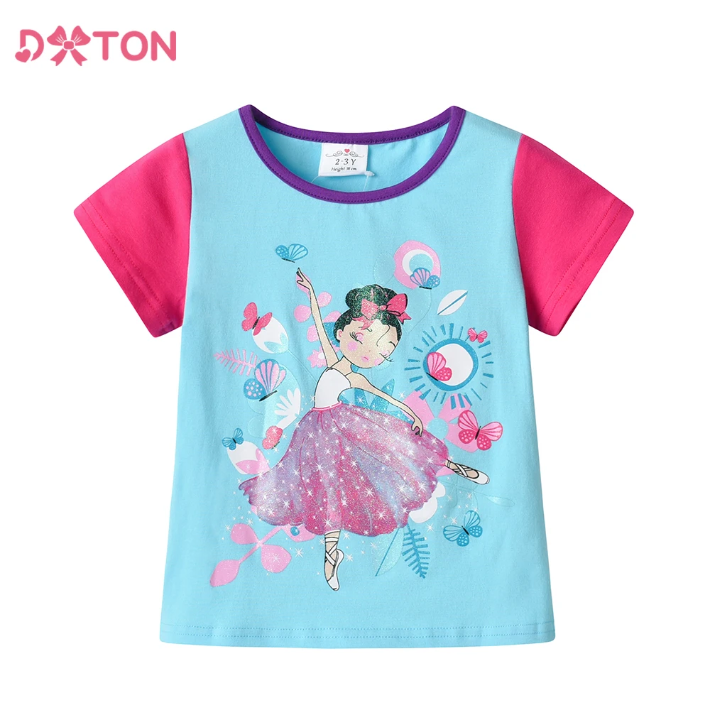 DXTON camiseta manga corta niña algodón mariposa elfo bailando
