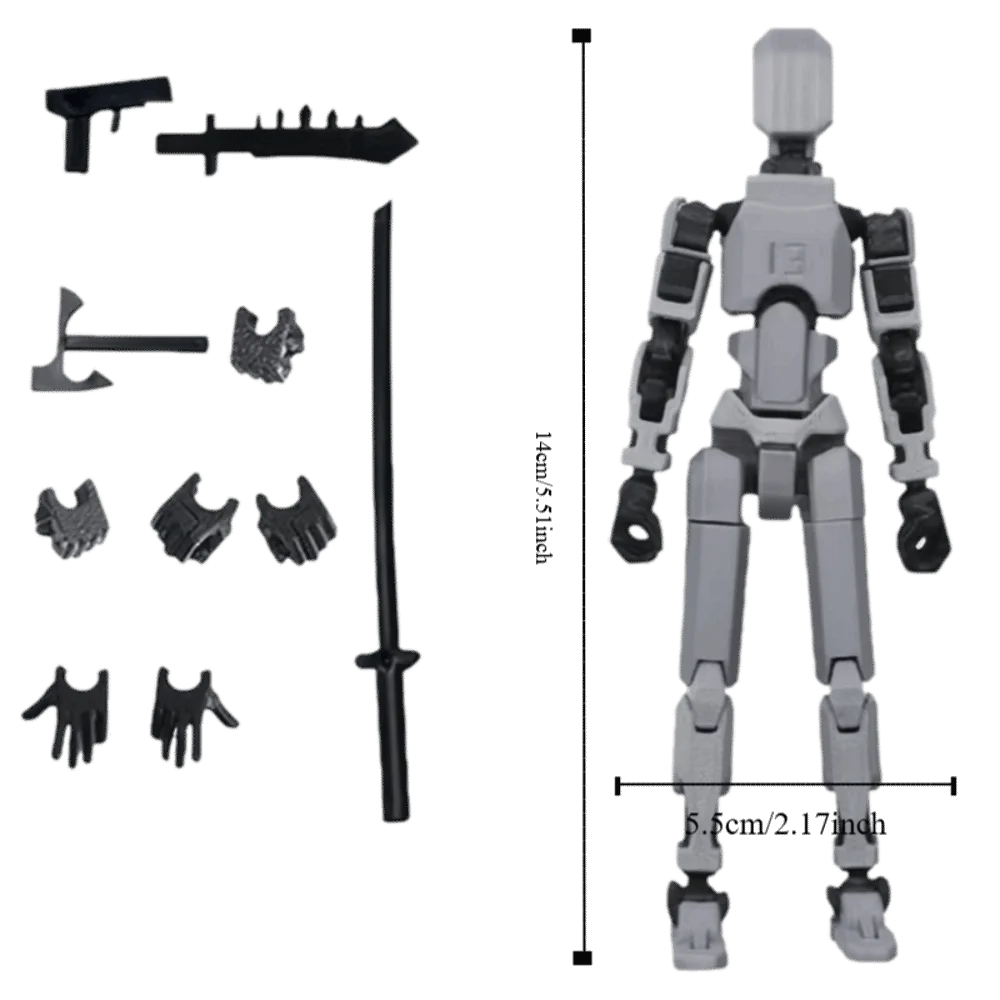 Figura de robot multiarticulado en diferentes poses