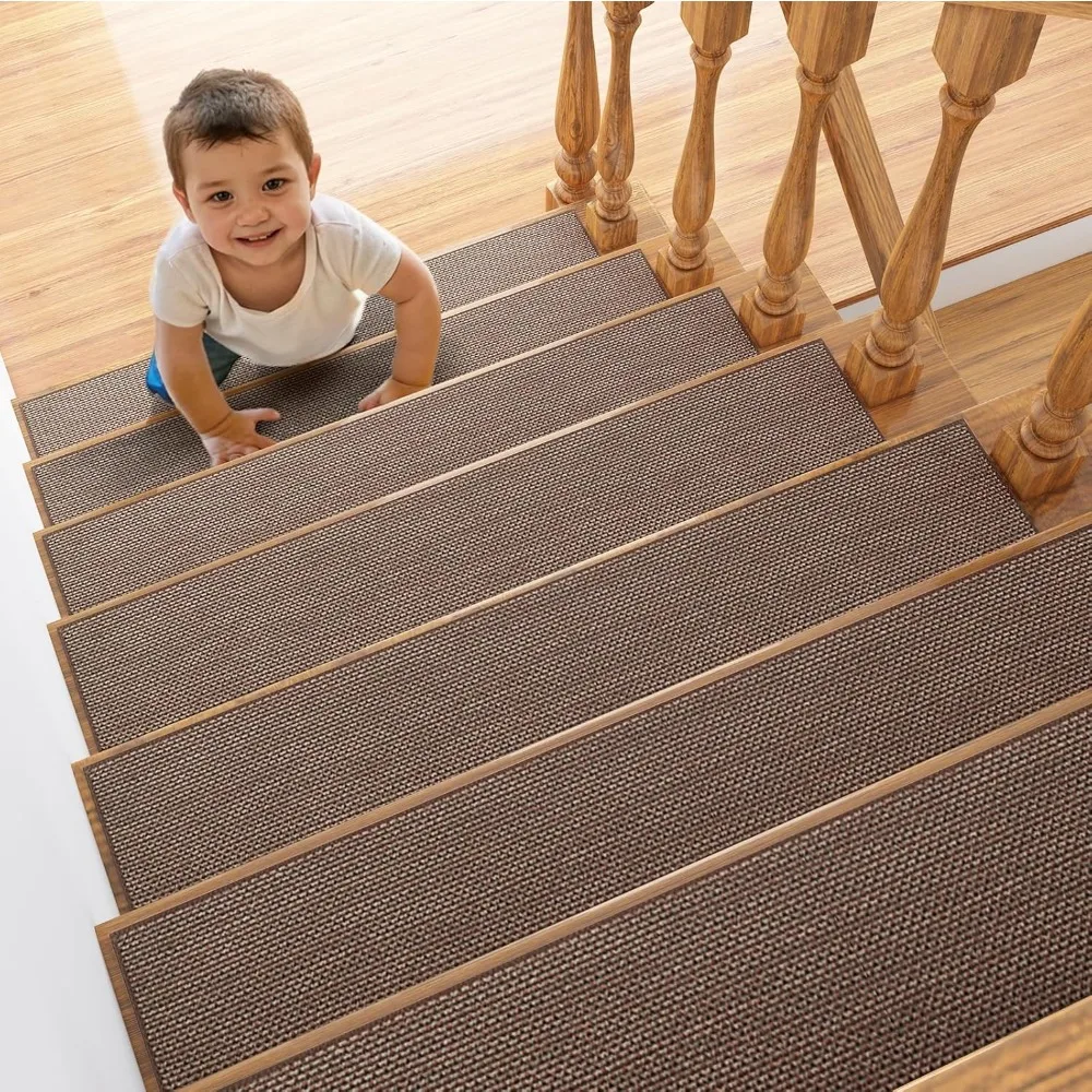 Alfombrillas de lino para escalera con textura