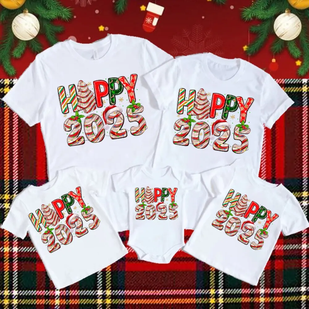 Camisetas Navidad familia 2025 papá mamá bebé – Monos a juego festivos - imagen 2