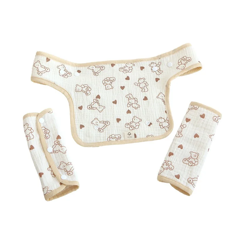 Babero de algodón gasa multicapa con cubre hombros ajustable para bebé