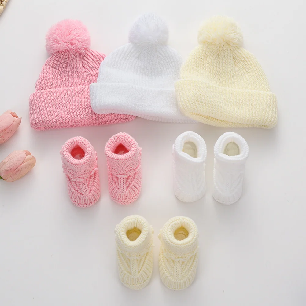 Gorro de punto con pompón para bebé de algodón suave