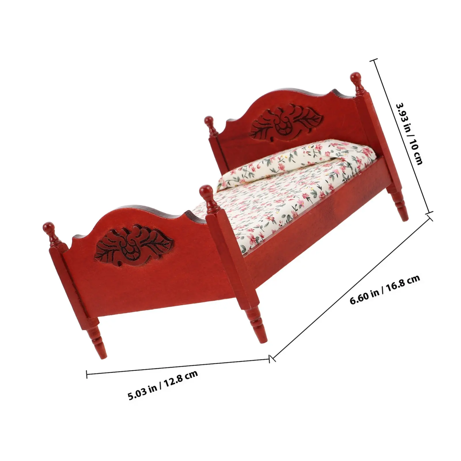 Cama de muñecas madera marrón estilo europeo vintage para casa