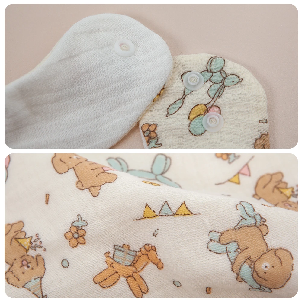 Baberos de bebé reutilizables en gasa de algodón estampados - imagen 5