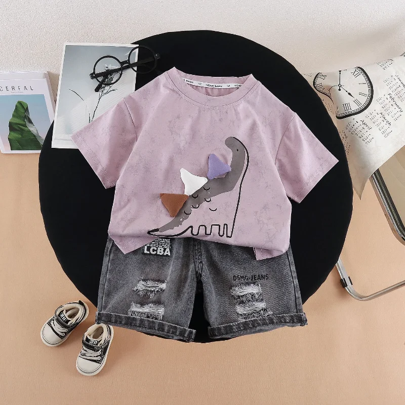 Conjunto bebé estival con camiseta de dibujos y pantalón corto - imagen 3