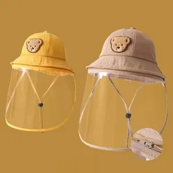 Gorro pescador anti-UV con careta facial ajustable para bebé