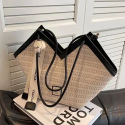 Bolso de paja a hombro tejido a mano estilo retro para verano