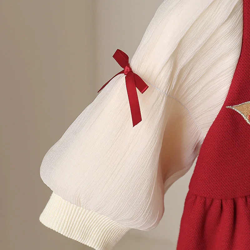 Mono bebé de manga larga con lazo y bordado estilo chino para niña - imagen 2