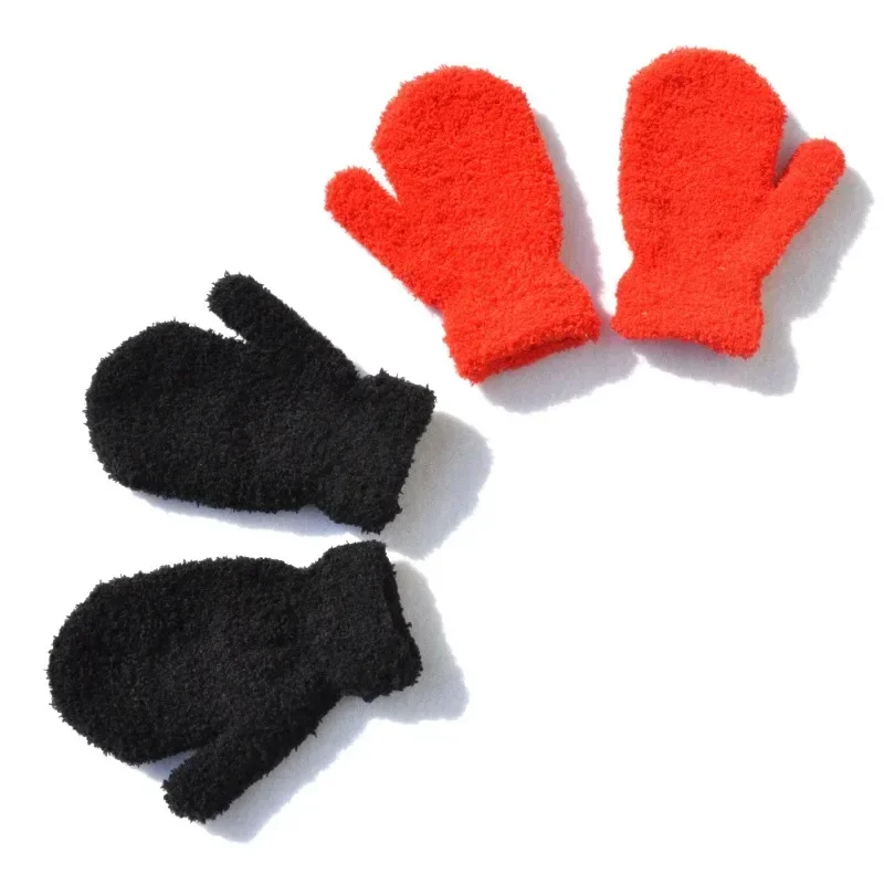 Manoplas cálidas para niños – Guantes color sólido para otoño invierno - imagen 3
