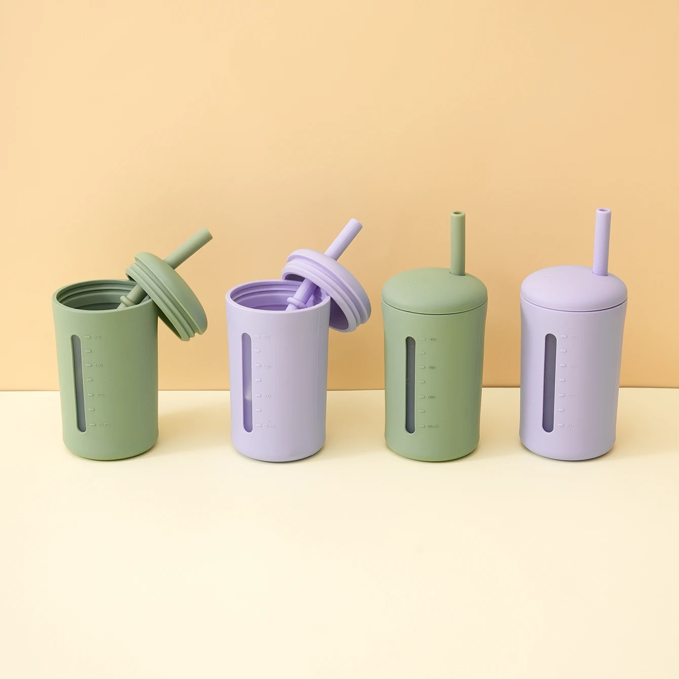 Taza con pajita silicona libre de BPA, antifugas entrenamiento bebés