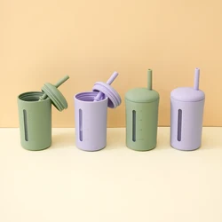 Taza con pajita silicona libre de BPA, antifugas entrenamiento bebés