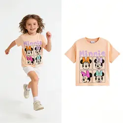 Camiseta estampada infantil Disney de algodón puro para niñas