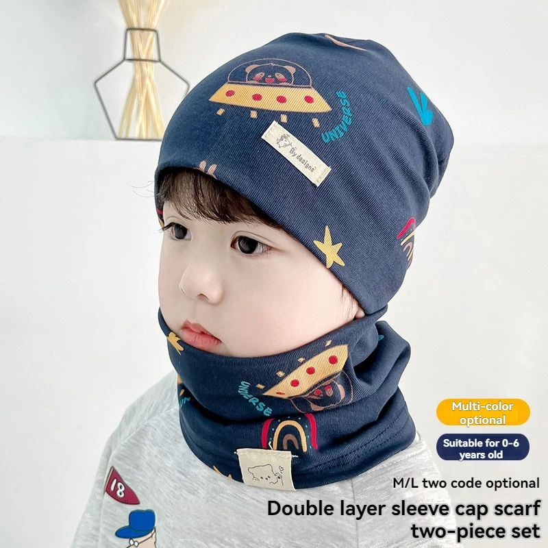 Gorro de algodón cálido para bebé con bufanda - conjunto infantil - imagen 3